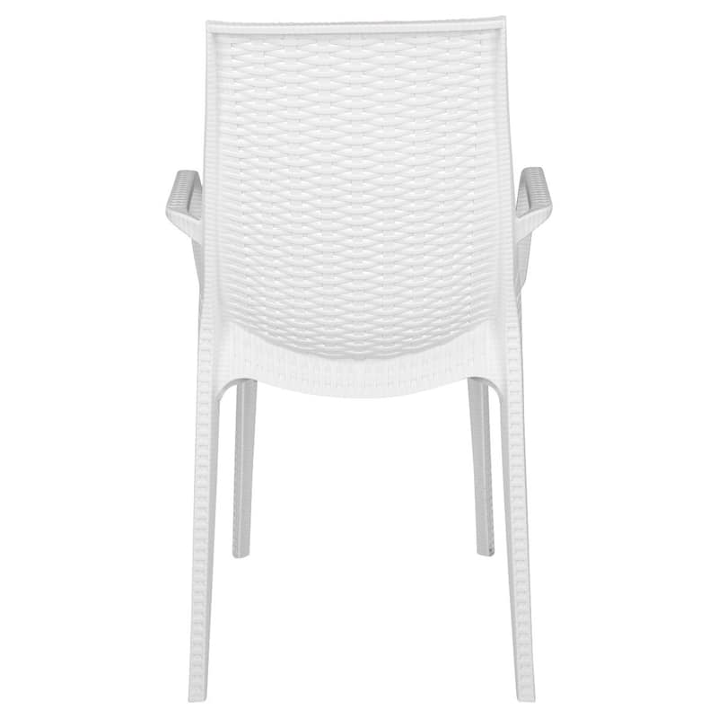 LeisureMod Kent Outdoor Stackable Dining Arm Chair, Set of 2