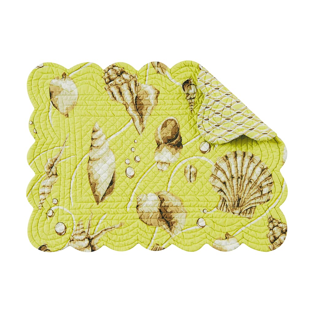 Calypso Cotton Quilted Rectangular Reversible Placemat Set of 6 - Set of 6