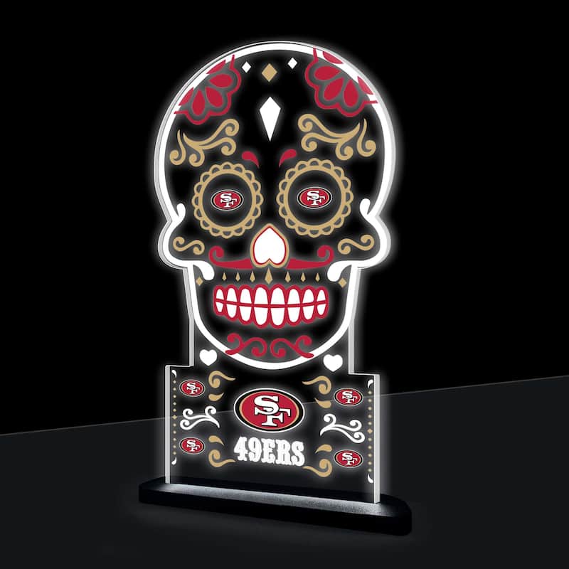 10" LED Tabletop Sugar Skull Halloween Desklite Sign, San Francisco 49ers - Multicolor. - 10" x 7"