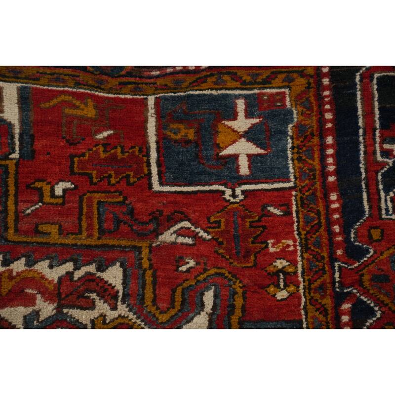 Hand Knotted Oriental 100% Wool Carpet Traditional Medallion Red Heriz Area Rug - 9' 10'' X 7' 8''