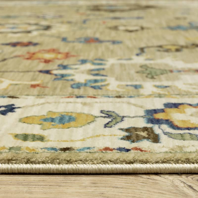 Style Haven Federica Bohemian Oriental Beige/ Multi Fringe Edge Area Rug.