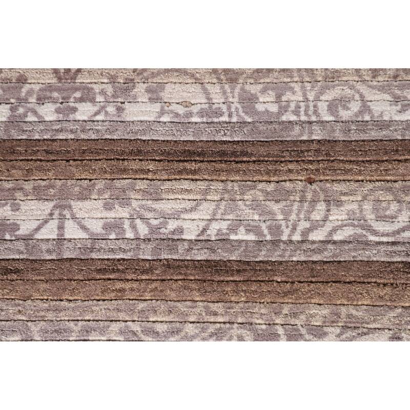 Striped Abstract Modern Oriental Accent Rug Handmade Wool Carpet - 2'8"x 4'7"