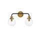 preview thumbnail 1 of 9, Elegant Lighting LD7033W19 Hanson 2 Light 19" Wide Vanity Light Black / Brass / Clear