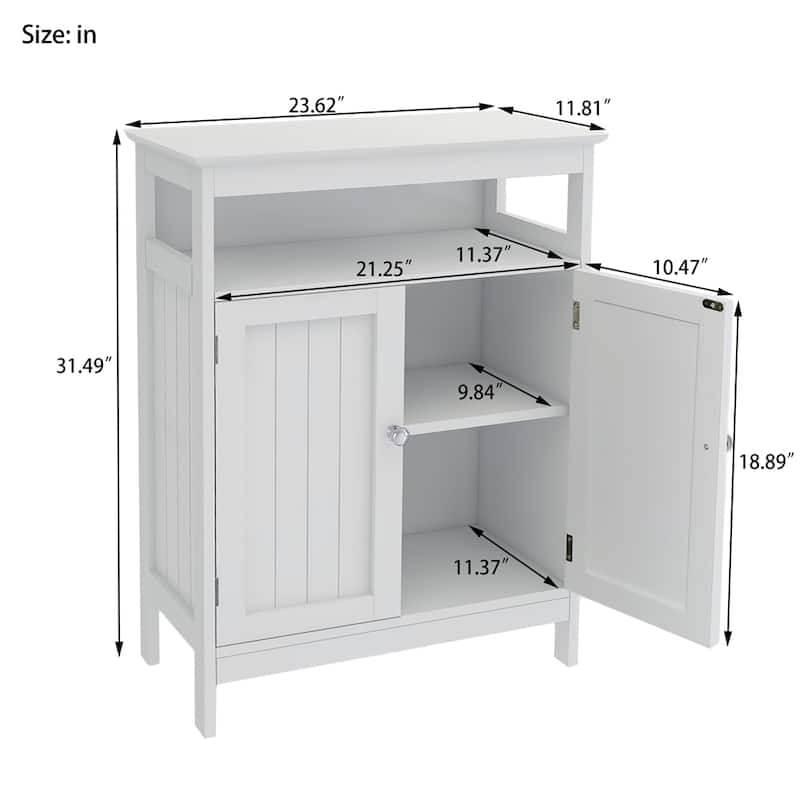 White Wood Storage Cabinet Bathroom Freestanding Floor Cabinet