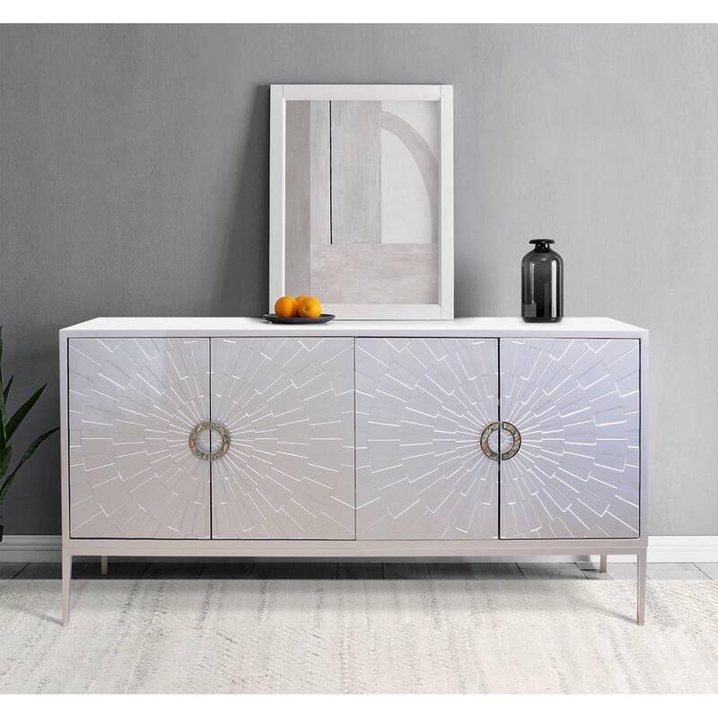 Pasargad Home Luna Wooden Sideboard, Silver - W71"xD18"xH36.25"