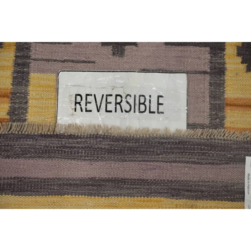 Hand Woven Oriental 100% Wool Carpet Southwestern Tribal Yellow & Gold Kilim Runner Rug - 5' 9'' X 2' 1''