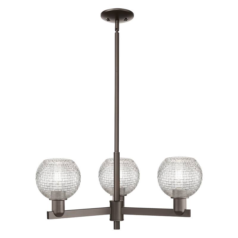 Innovations Lighting Endless Possibilities Arcadia - Athens - 3 Light 28" Basketweave Stem Hung Chandelier - Oil Rubbed Bronze