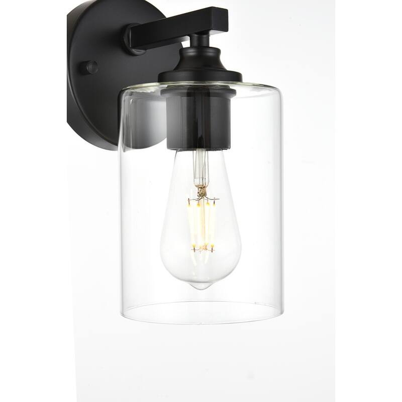 Roman 1 Light Black and Clear Bath Sconce