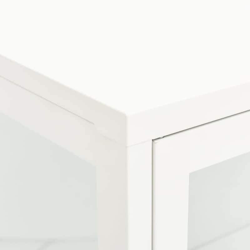 vidaXL Sideboard White 29.5"x13.8"x41.3" Steel and Glass