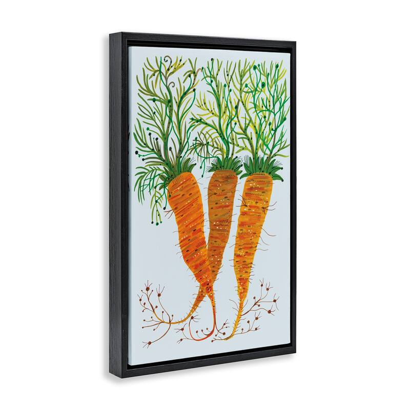 Stupell Whimsical Garden Carrots Framed Floater Canvas Wall Art Design By Kay Widdowson