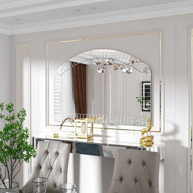 Frameless Beveled Arched Mirror Art Decorative - 40" W x 28" H