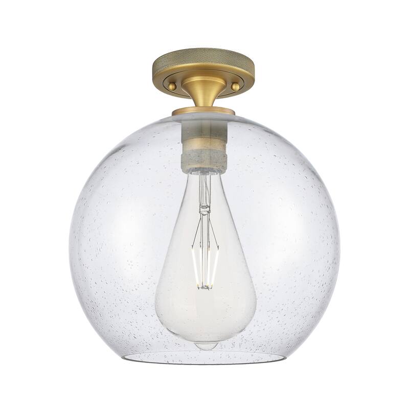 Innovations Lighting Downtown Urban - Crown Point - 1 Light 12" Athens Flush Mount - Brushed Brass/Seedy