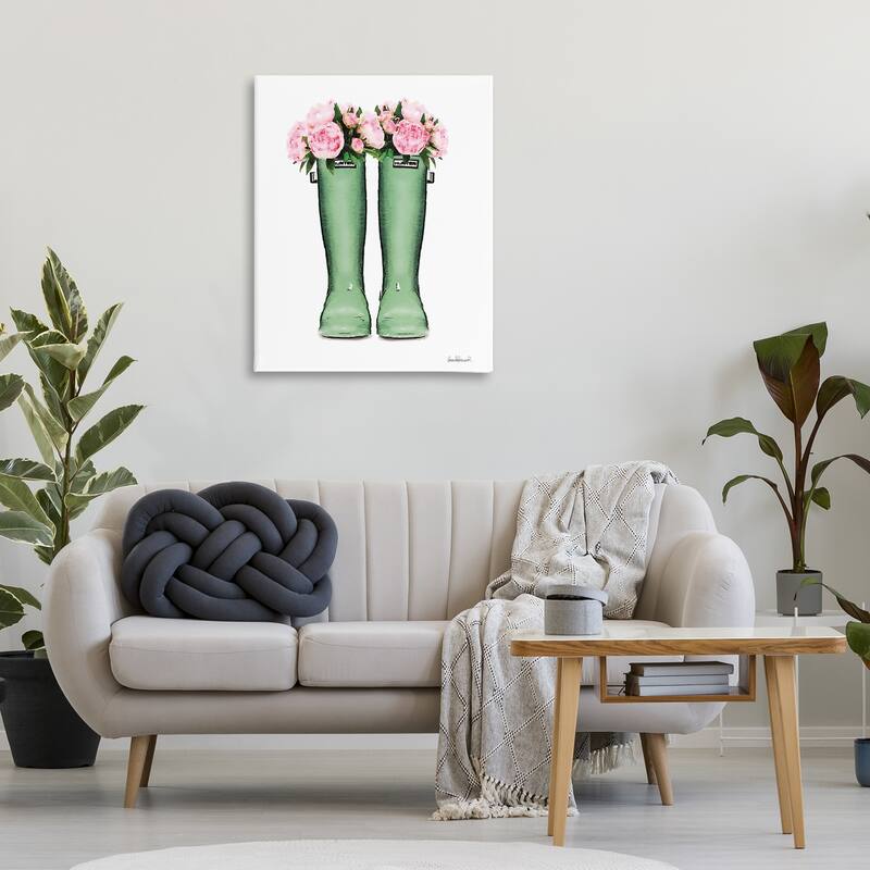 Stupell Country Boots with Peonies Canvas Wall Art Design By Amanda Greenwood