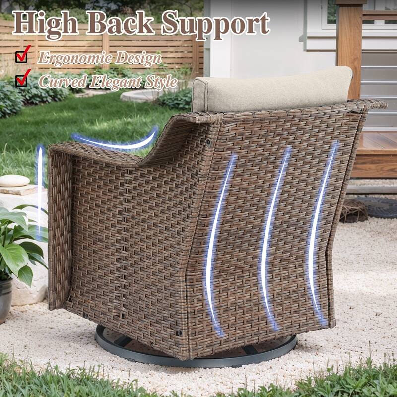 Outdoor Sofa Chair Table & Swive Chail with Ottoman