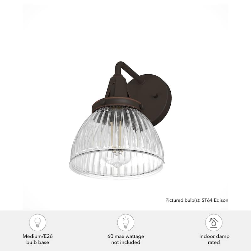 Hunter Cypress Grove 1-Light Wall Sconce - Hallway, Bathroom, Bedroom - Industrial, Transitional, Contemporary - Damp Rated!