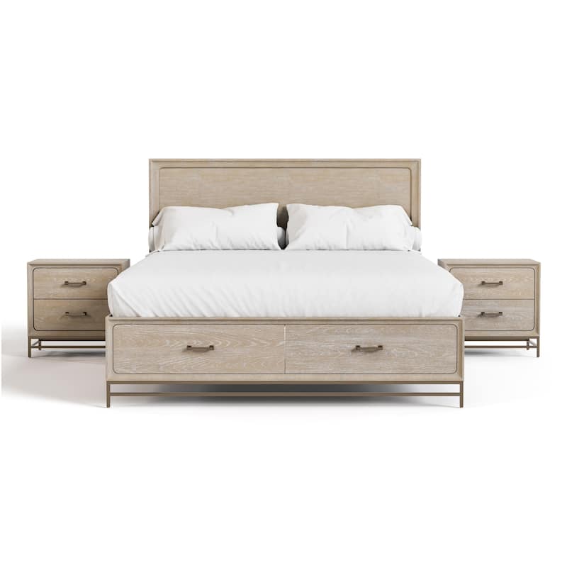 Furniture of America Drayden Modern Light Oak Solid Wood 3-Piece Bedroom Set