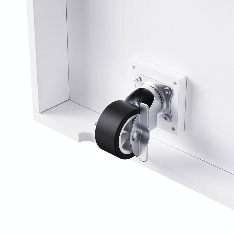 53" Rolling Kitchen Island with Drop Leaf, Power Outlet & Internal Door Storage, 5 Open Side Racks