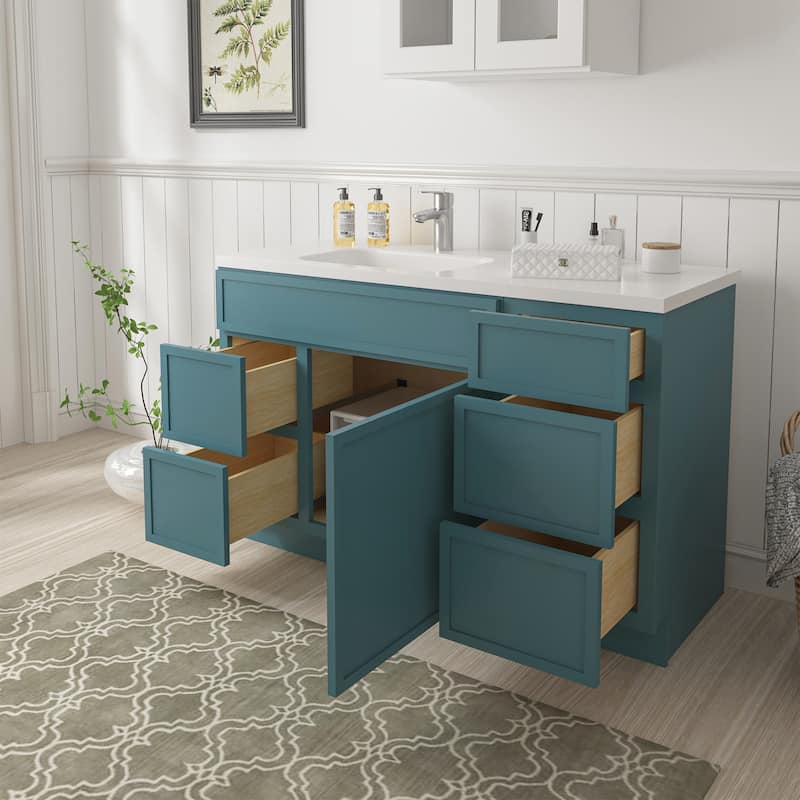 Vanity Art 51" Birch Freestanding Bathroom Vanity Cabinet without Top