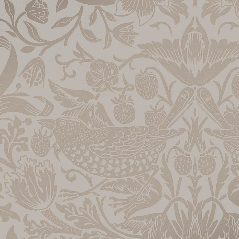 William Morris Strawberry Thief Fibrous Neutral Wallpaper