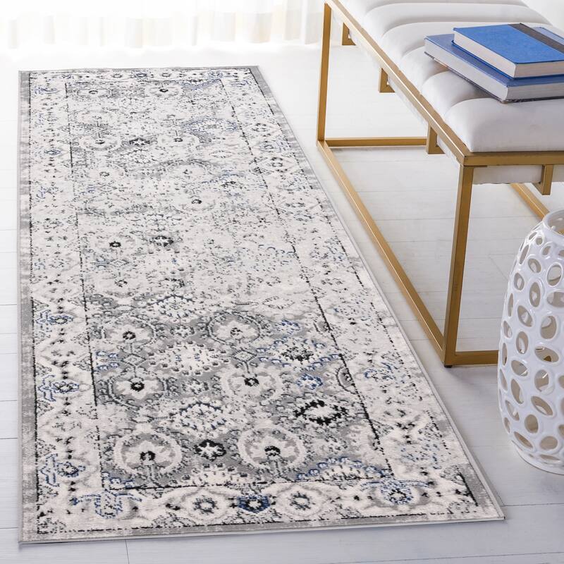 SAFAVIEH Odyssey Hildburga Shabby Chic Oriental Rug - 2'2" x 8' Runner - Light Grey/Grey