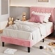 preview thumbnail 43 of 65, VECELO Upholstered Kids Bed Frame with Diamond Tufted Headoard,Twin Size Bed Set of 2