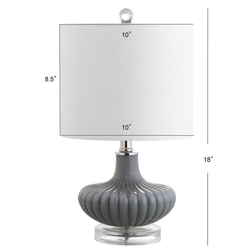 Duncan 18" Glass and Lucite LED Table Lamp, Gray by JONATHAN Y