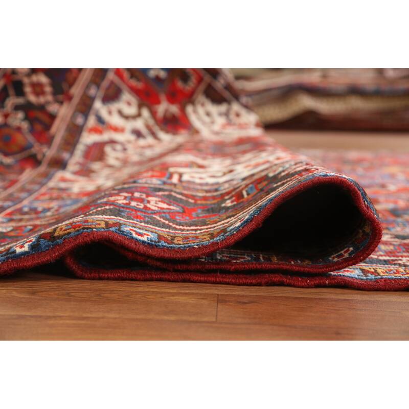 Hand Knotted Oriental 100% Wool Carpet Traditional Medallion Oranges & Rust Heriz Area Rug - 9' 11'' X 6' 6''