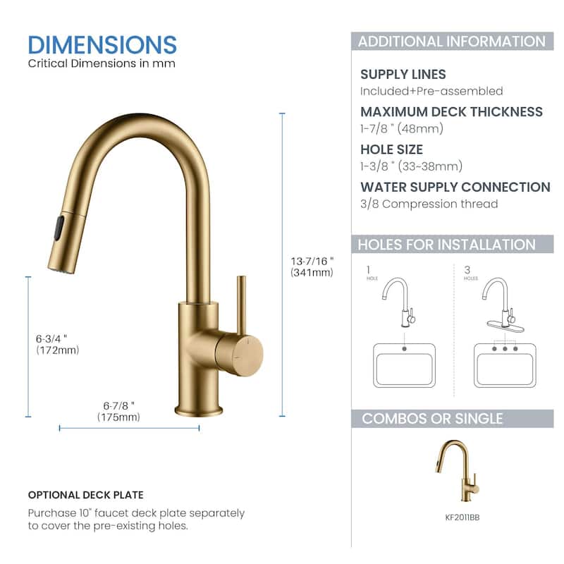 Single-Hole Pull-Down Kitchen Faucet with Sprayer and Magnetic Docking