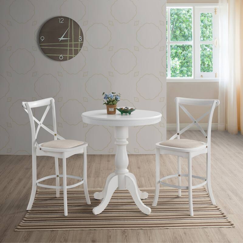 Carolina Living Fairview Round Pedestal Bar Table - 30" White