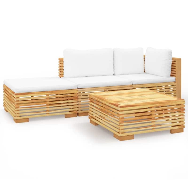 vidaXL 3 Piece Patio Lounge Set with Cushions Solid Wood Teak - 27.4" x 27.4" x 23.6"