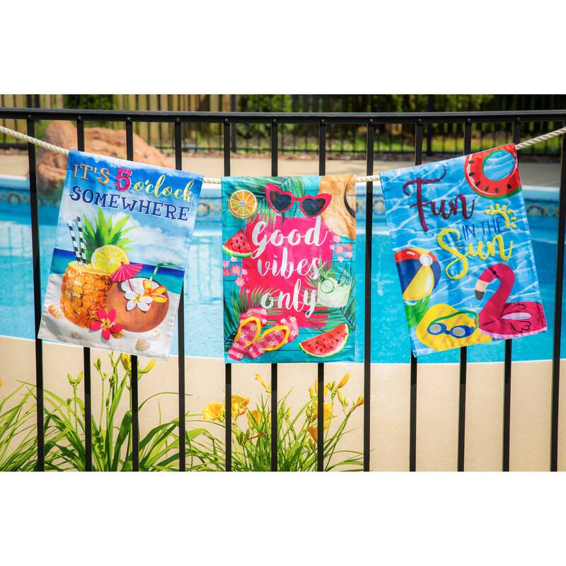 12.5 in. x 18 in. 5 O'Clock Somewhere Beach Garden Linen Flag