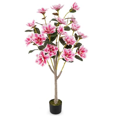 Costway 1/2 PCS 51" Artificial Magnolia Tree with Elegant PEVA Leaves - Green, White, Pink