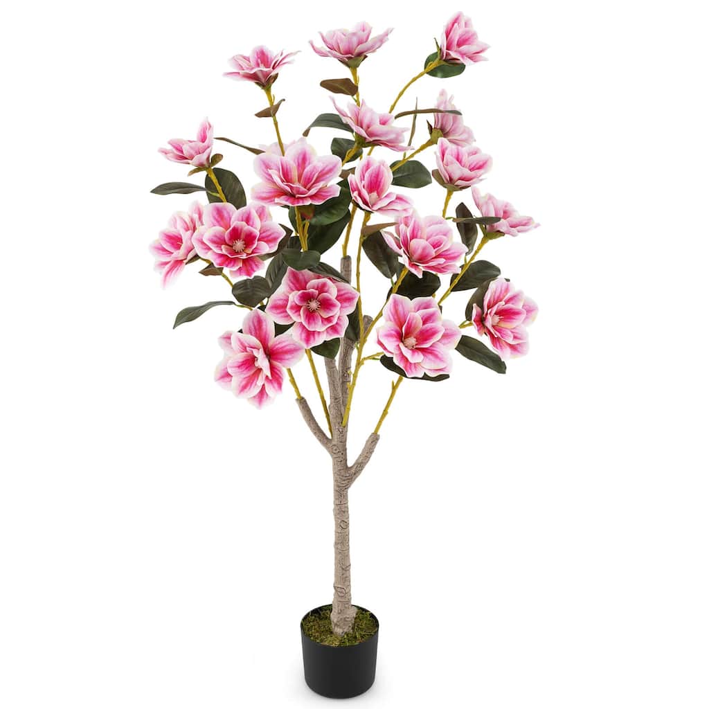 Costway 1/2 PCS 51" Artificial Magnolia Tree with Elegant PEVA Leaves - Green, White, Pink
