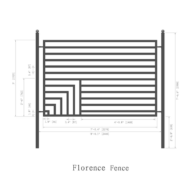 ALEKO Garden Yard Modern Florence Style Steel Fence