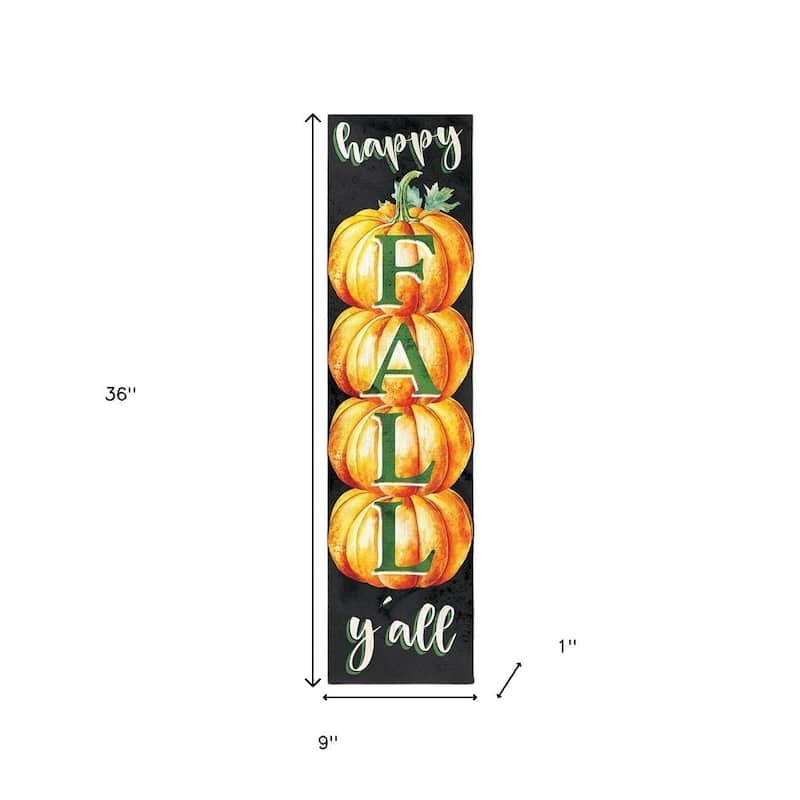 HomeRoots 36" Black And Orange Solid Wood Happy Fall Pumpkin Porch Sign