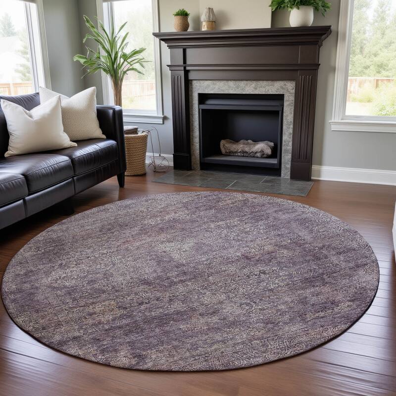 Premium Washable Super Soft Distressed Farmhouse Mayfield Rug - Plum - 8' x 8'