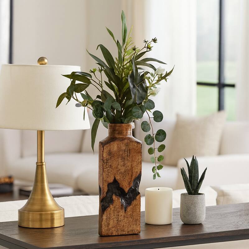 Artistic Table Vase with Fractured Finish for Home Decor - Gold - 16.0"