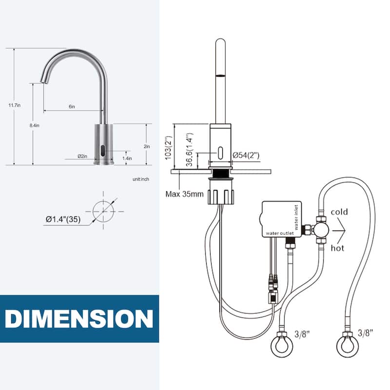 WOWOW Modern Touchless Smart Single Hole Bathroom Faucet