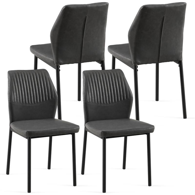 PU Leather Dining Chairs Set of 4 Faux Leather Dining Chairs Living Room Chair Modern Kitchen Armless Side Chair - Dark Gray