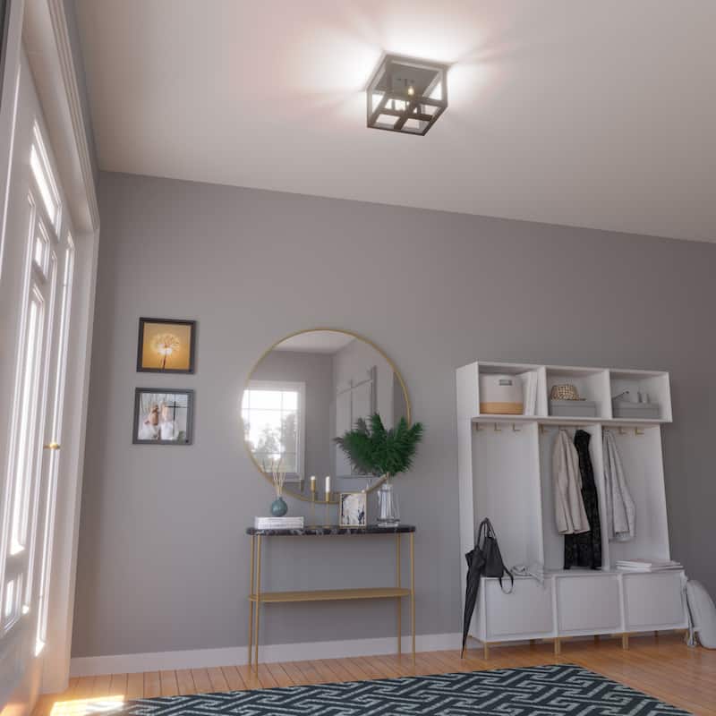 Hunter Squire Manor 4-Light Flush Mount - Modern Farmhouse, Transitional - Damp Rated!
