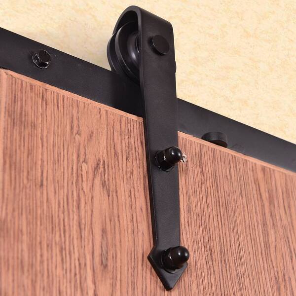 Shop Costway 12ft Steel Sliding Barn Wood Door Hardware Kit Rustic