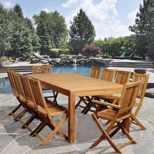 Blair 11Piece Outdoor Dining Set Teak Rectangular Patio Furniture
