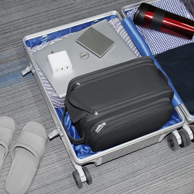 PU Leather Toiletry Bag for Men - Water-Resistant Travel Dopp Kit for Grooming, Shaving, Cosmetics & Accessories