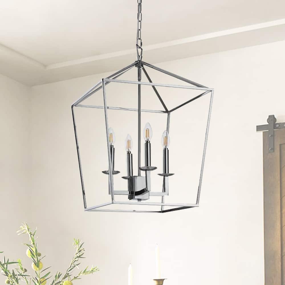 Candle Style Lantern Pendant Stairway or Kitchen Island Open Cage Chandelier