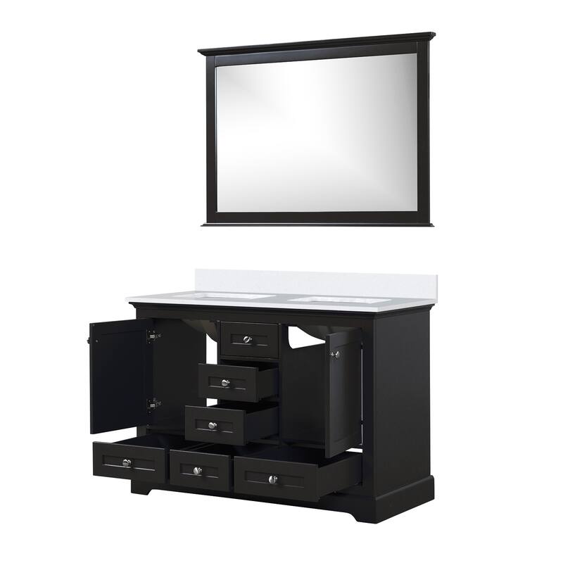 Dukes 48 in. W x 22 in. D Dark Grey Double Bath Vanity, White Quartz Top, and 46 in. Mirror