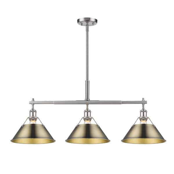 slide 2 of 2, Yep by Golden Lighting Orwell 3-light Island Light in Pewter and Aged Brass shade - Silver