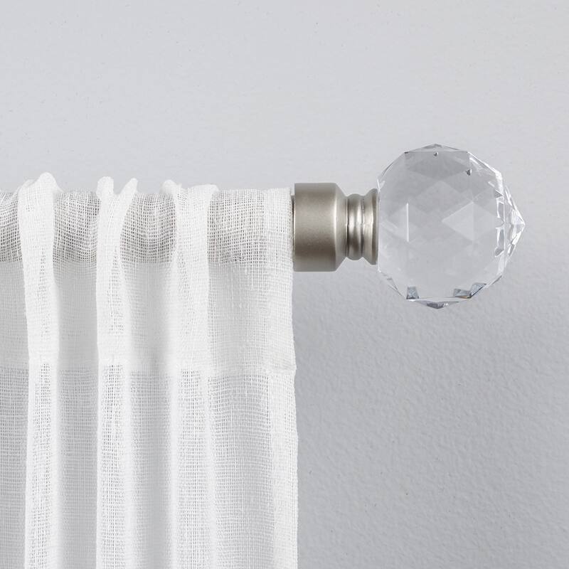ATI Home Crystal Ball 1" Adjustable Curtain Rod and Finial Set - 36" to 72" - Silver