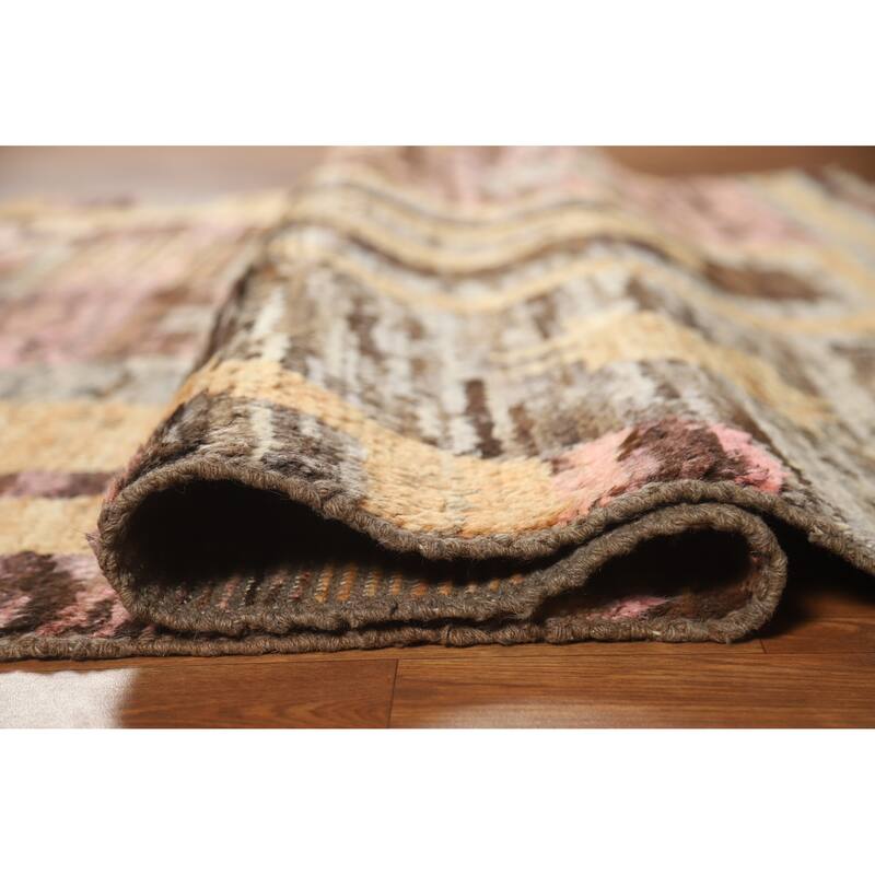 Abstract Geometric Moroccan Oriental Rug Hand-Knotted Wool Carpet - 5'3" x 6'6"