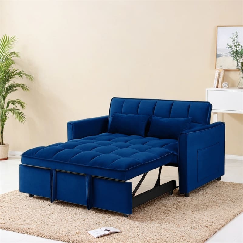 3-in-1 Convertible Sofa Bed,Modern Velvet Double Sofa Futon Sofa Bed