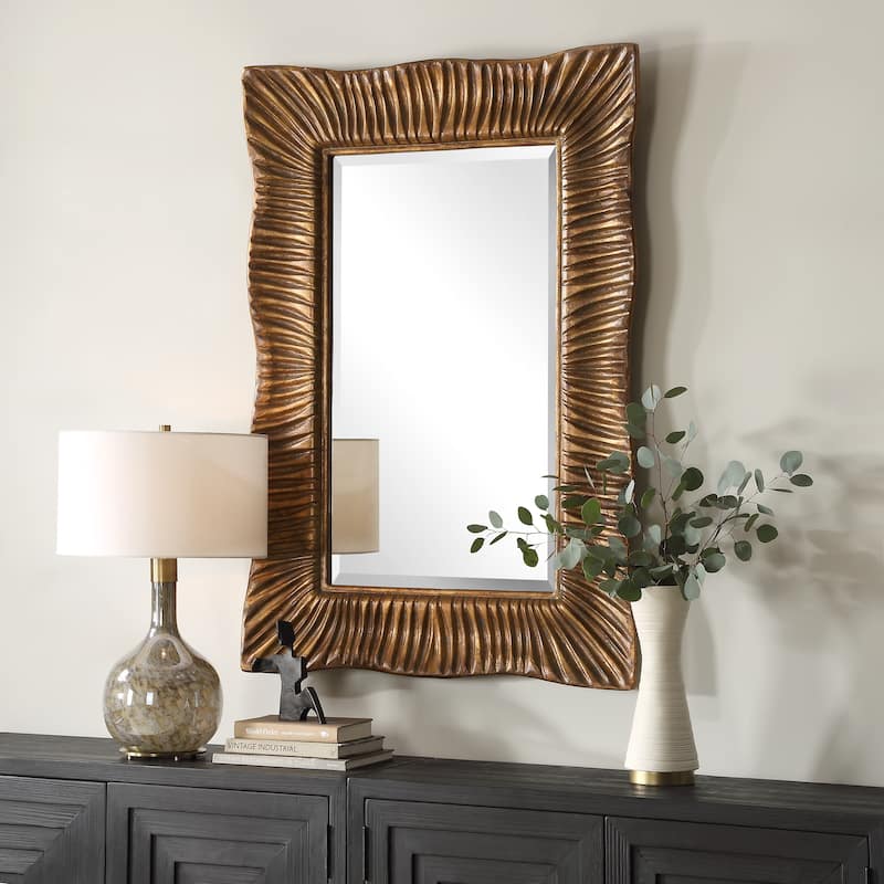 Uttermost Emerson Scalloped Antique Gold Mirror - 51'' H X 36.25'' W X 2.5'' D